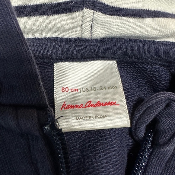 Hanna Anderson 80/ 18-24 months Full Zip Hoodie Sweatshirt Blue Warm Winter Ears - Picture 2 of 3